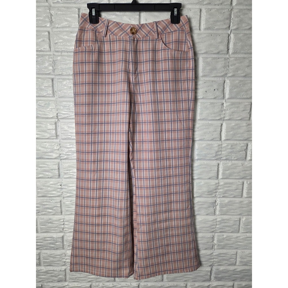 Women's size 6 PRINCESS POLLY wide leg pants Pink Blue 100% cotton